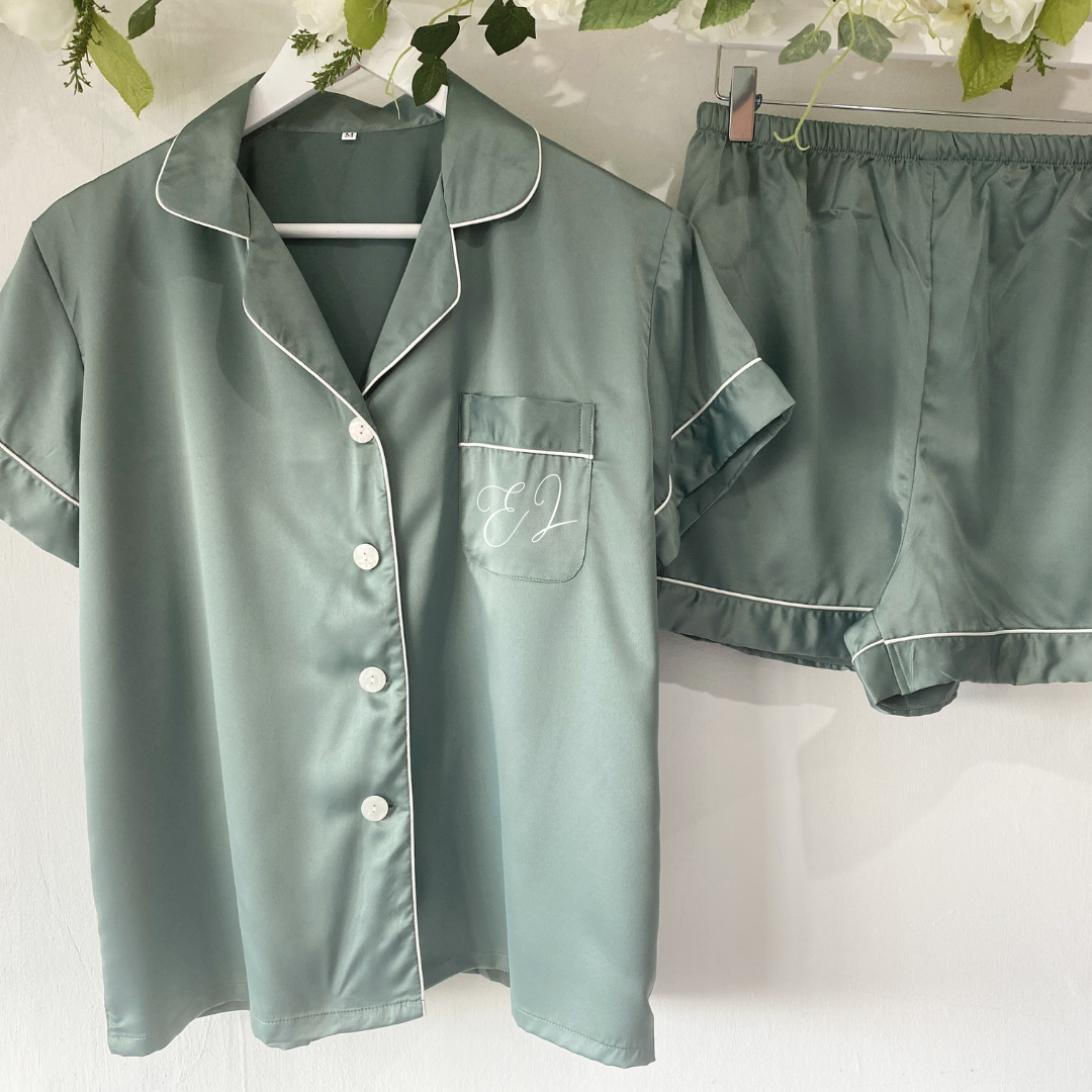 Silk pajama short hot sale set men's