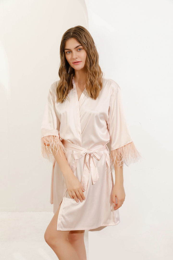 Felicity Blush Feathered Robe