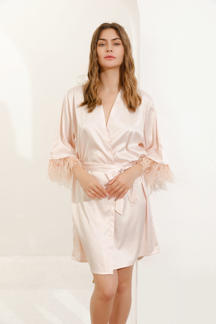 Felicity Blush Feathered Robe