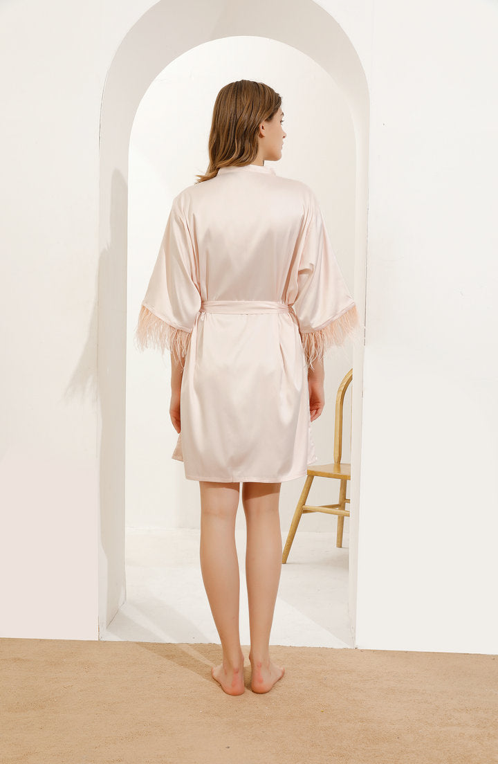 Felicity Blush Feathered Robe