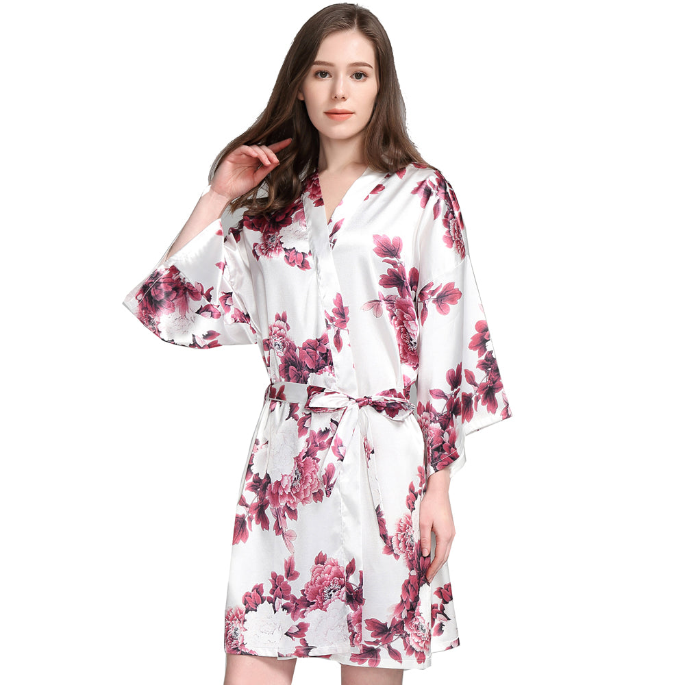 Evie White Floral Robe