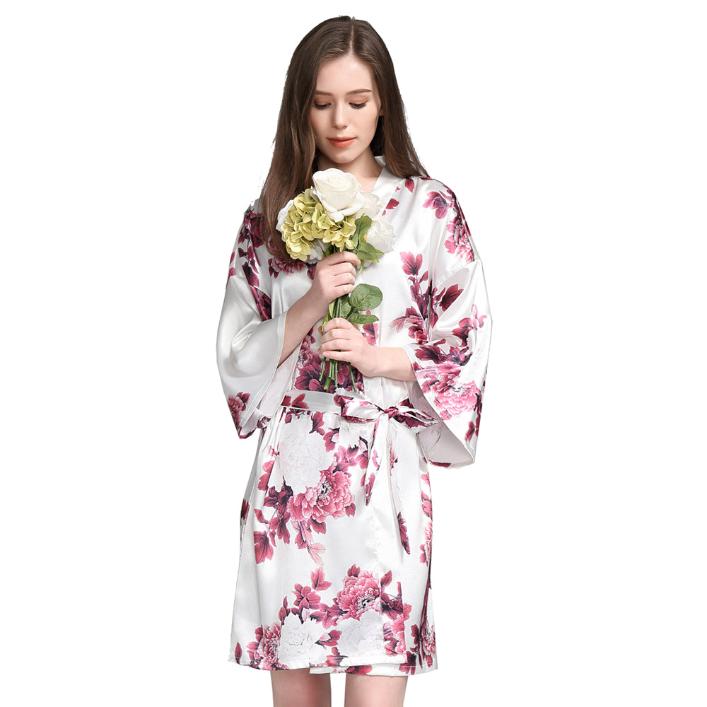 Evie White Floral Robe