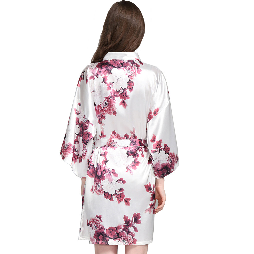 Evie White Floral Robe