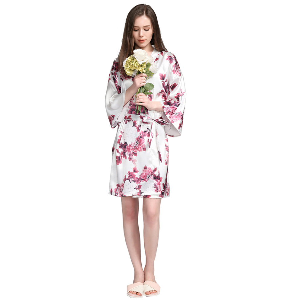 Evie White Floral Robe