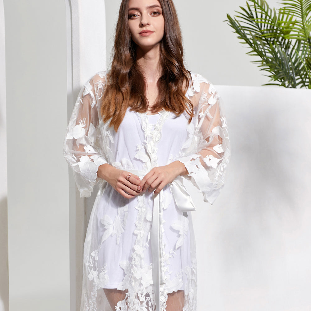 Long sleeve 2024 lace robe